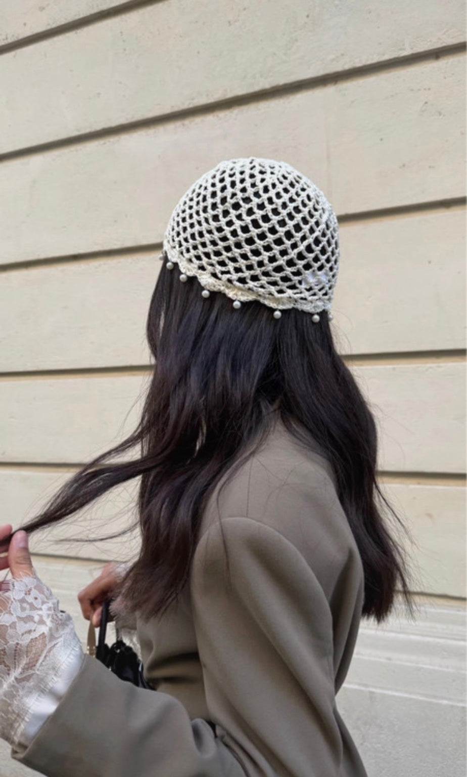 Bonnet crochet perlé