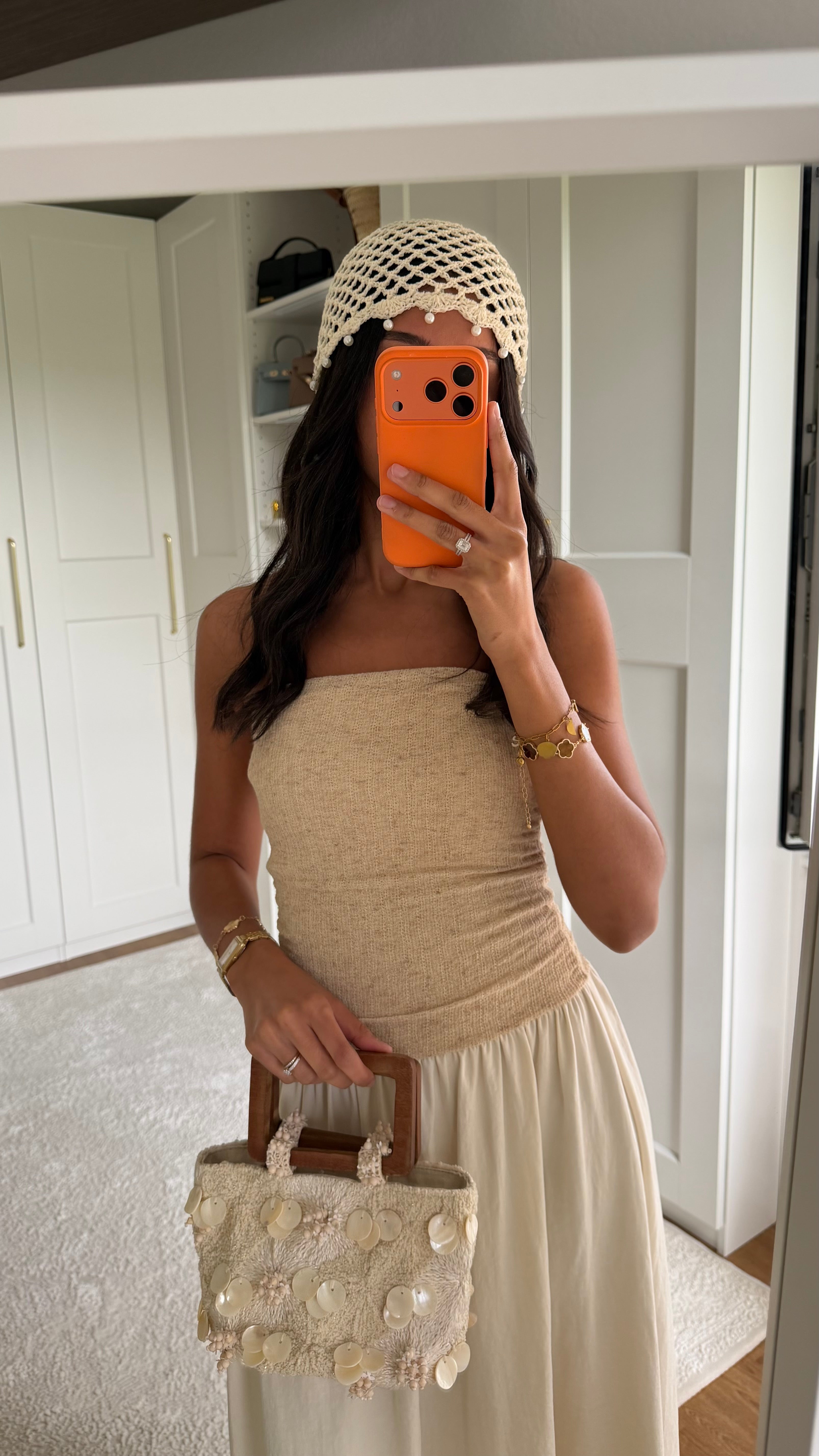 Bonnet crochet perlé